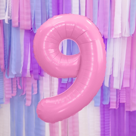 PartyDeco Fóliový balón Číslo 9 ružový 86cm {PRODUCT_REFERENCE}-1