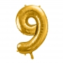 PartyDeco Fóliový balón Číslo 9 zlatý 86cm {PRODUCT_REFERENCE}-1