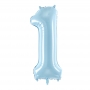 PartyDeco Fóliový balón Číslo 1 svetlomodrý 86cm {PRODUCT_REFERENCE}-1