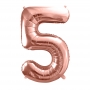 PartyDeco Fóliový balón Číslo 5 ružové zlato 86cm {PRODUCT_REFERENCE}-1