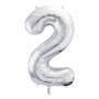 PartyDeco Fóliový balón Číslo 2 strieborný 86cm {PRODUCT_REFERENCE}-1