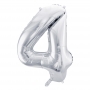PartyDeco Fóliový balón Číslo 4 strieborný 86cm FB1M-4-018-1
