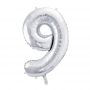 PartyDeco Fóliový balón Číslo 9 strieborný 86cm {PRODUCT_REFERENCE}-1