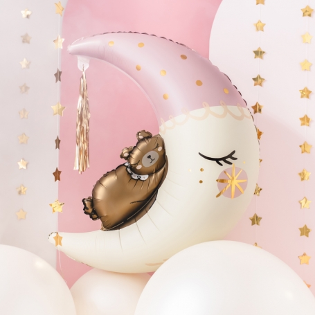 PartyDeco Fóliový balón Macko na mesiaci 80x98cm {PRODUCT_REFERENCE}-1