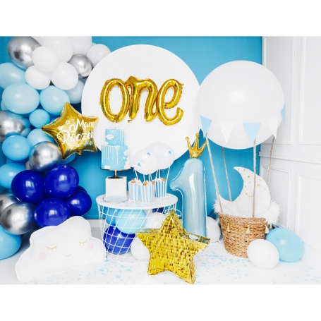 PartyDeco Fóliový balón Číslo 1 s korunkou bledo modrý 100cm FB87M-011-1