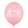 PartyDeco Balóny Happy Birthday Ružový mix 30cm 6ks SB14P-244-081J-6-1