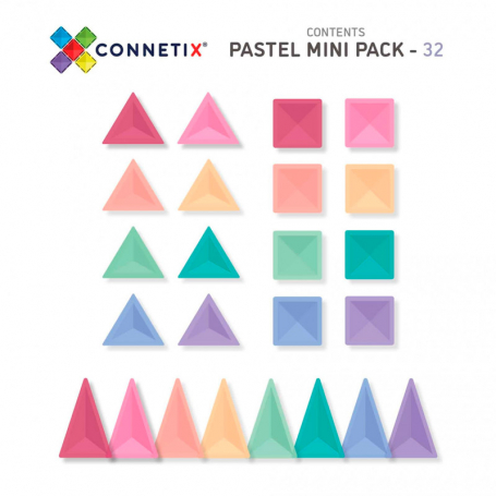 Connetix Magnetická stavebnica Pastel Mini Pack 32ks CON-EU-P32-1
