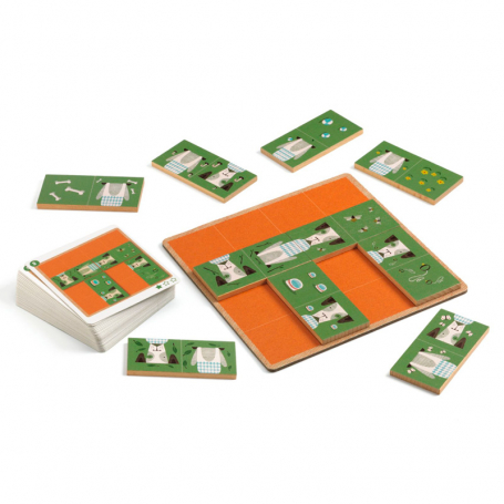 Djeco Logická hra Drevené domino Sologic Psíky DJ08522-1