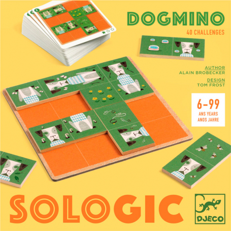 Djeco Logická hra Drevené domino Sologic Psíky DJ08522-1