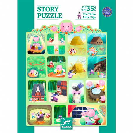 Djeco Rozprávkové puzzle Tri malé prasiatka, 35 dielikov {PRODUCT_REFERENCE}-1
