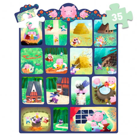 Djeco Rozprávkové puzzle Tri malé prasiatka, 35 dielikov {PRODUCT_REFERENCE}-1