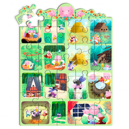 Djeco Rozprávkové puzzle Tri malé prasiatka, 35 dielikov {PRODUCT_REFERENCE}-1