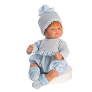 Asi Bábika bábätko Guille 36cm, v modrom kockovanom overale s čiapkou 0244611-1