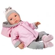 Asi Bábika bábätko Leo 46cm, v obojstrannom ružovo-sivom obleku {PRODUCT_REFERENCE}-1