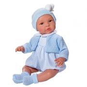 Asi Bábika bábätko Leo 46cm, v modrom overale s čiapkou 0183481-1
