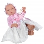 Asi Realistické bábätko Mária 43cm, v dlhých ružových šatách 0364060-1