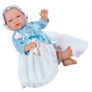 Asi Realistické bábätko Pablo 43cm, v dlhých modrých šatách 0364061-1