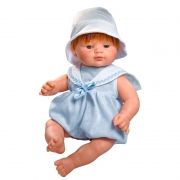 Asi Bábika bábätko Guille 36cm, v modrom overale s klobúkom 0243761-1