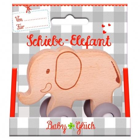 Spiegelburg Drevený Sloník na kolieskach BabyGlück 15822-1