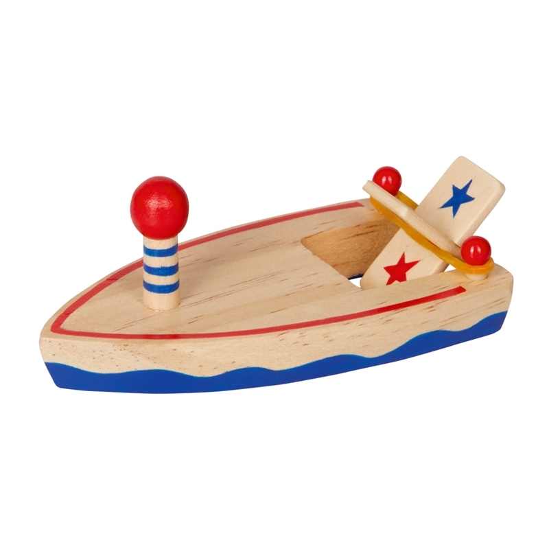 Spiegelburg Holzboot mit Gummimotor Bunte Geschenke